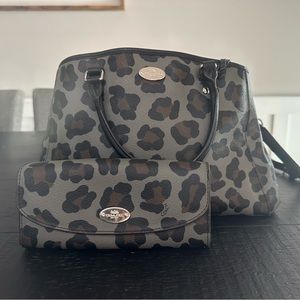 Coach leopard print purse and wallet